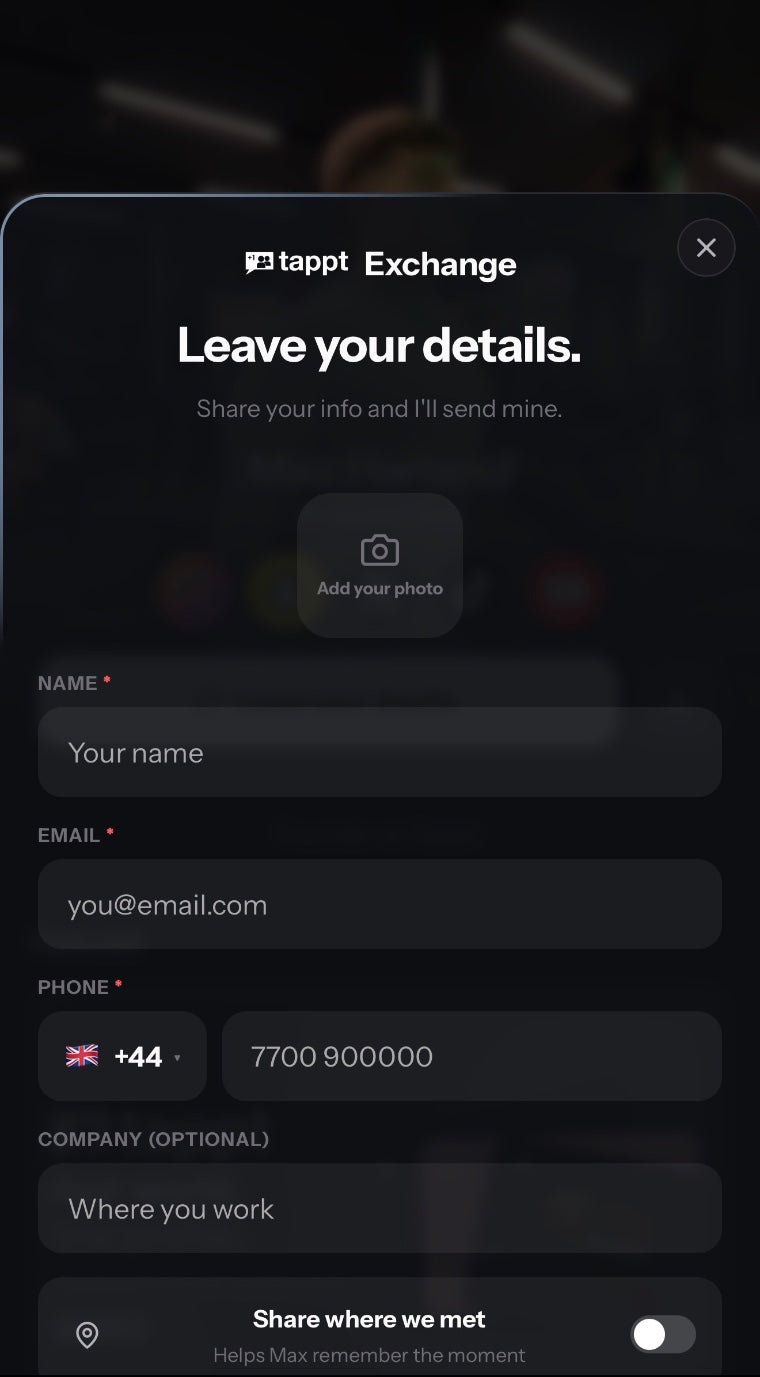 Tappt Exchange contact form
